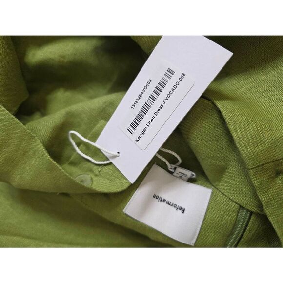 Reformation Kerrigan Linen Dress in Avocado Green Sz 8 NWT $218 - Picture 10 of 11